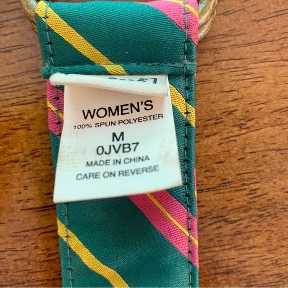 L.L. Bean Ribbon Fabric Striped D Ring Belt Medium - Picture 6 of 7